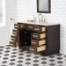 Vanity - Chestnut 48" Single Bathroom Vanity In Brown Oak W/ White Carrara Marble Top And In Satin Gold Finish
