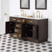 Vanity - Chestnut 60" Double Bathroom Vanity In Brown Oak W/ White Carrara Marble Top In Satin Gold Finish