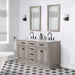 Vanity - Chestnut 60" Double Bathroom Vanity In Grey Oak W/ White Carrara Marble Top In Oil-rubbed Bronze Finish
