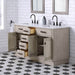Vanity - Chestnut 60" Double Bathroom Vanity In Grey Oak W/ White Carrara Marble Top In Oil-rubbed Bronze Finish