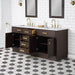 Vanity - Chestnut 72" Double Bathroom Vanity In Brown Oak W/ White Carrara Marble Countertop And In A Satin Gold Finish