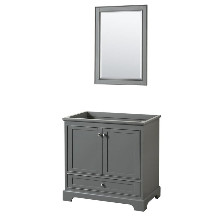 Vanity - Deborah 36" Single Bathroom Vanity In Dark Gray With No Countertop, No Sink, And 24" Mirror