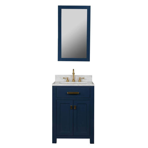 Vanity - Madison 24" Single Sink Carrara White Marble Vanity In Monarch Blue