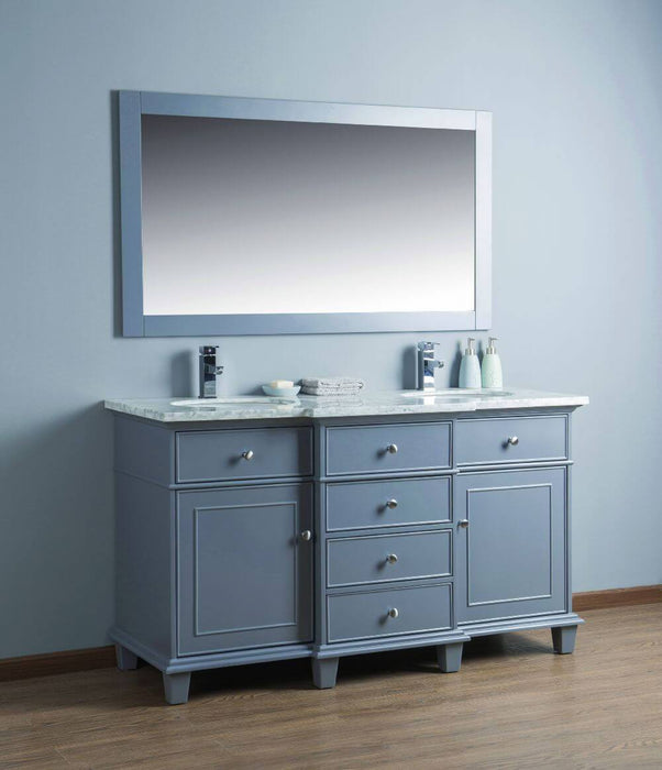 Vanity - Stufurhome Cadence Grey 60" Double Sink Bathroom Vanity With Mirror