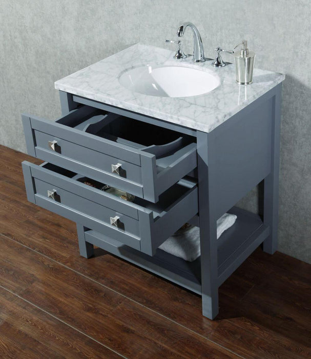 Vanity - Stufurhome Marla 30" Grey Single Sink Bathroom Vanity