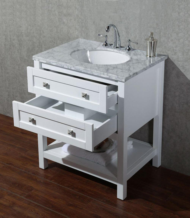 Vanity - Stufurhome Marla 30" White Single Sink Bathroom Vanity