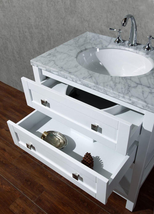 Vanity - Stufurhome Marla 30" White Single Sink Bathroom Vanity