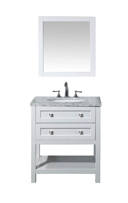 Vanity - Stufurhome Marla 30" White Single Sink Bathroom Vanity With Mirror