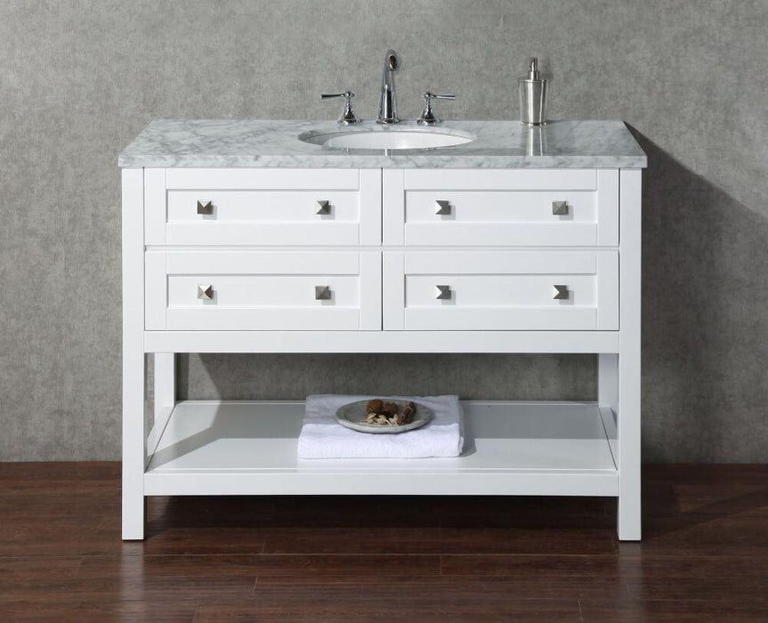Vanity - Stufurhome Marla 48" White Single Sink Bathroom Vanity