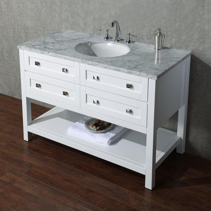 Vanity - Stufurhome Marla 48" White Single Sink Bathroom Vanity