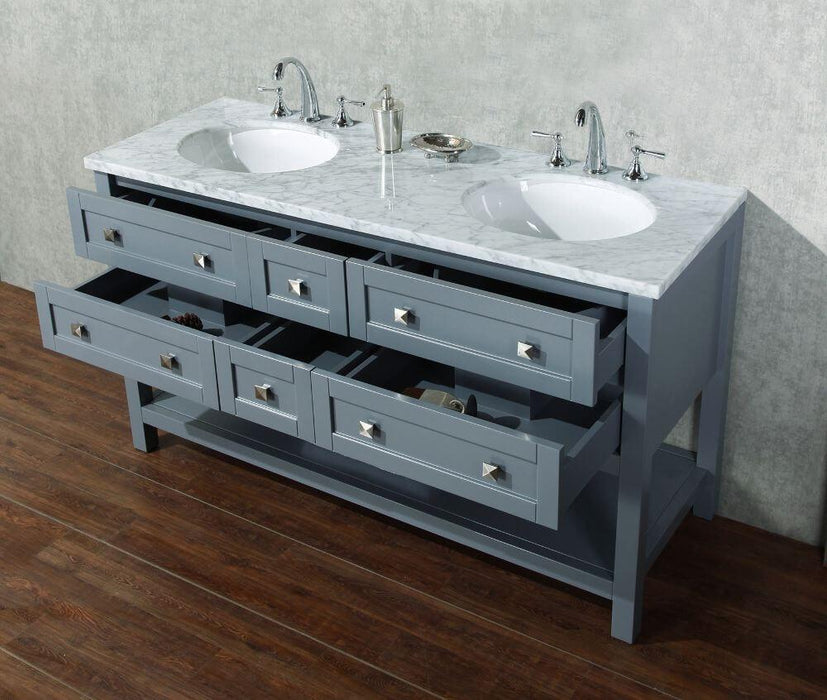 Vanity - Stufurhome Marla 60" Grey Double Sink Bathroom Vanity