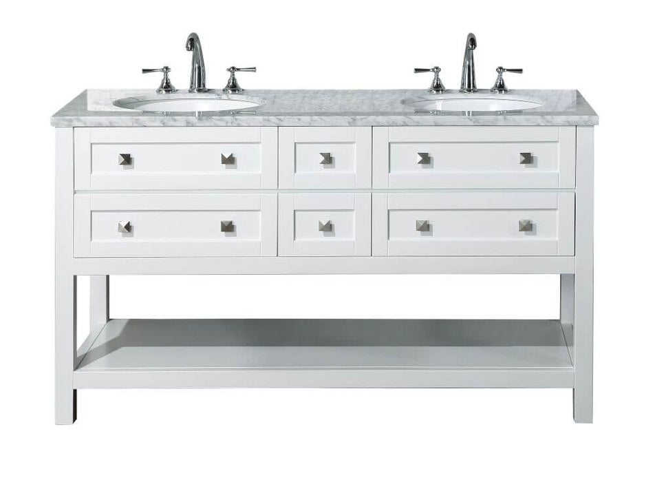 Vanity - Stufurhome Marla 60" White Double Sink Bathroom Vanity
