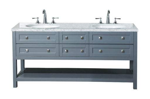Vanity - Stufurhome Marla 72" Grey Double Sink Bathroom Vanity