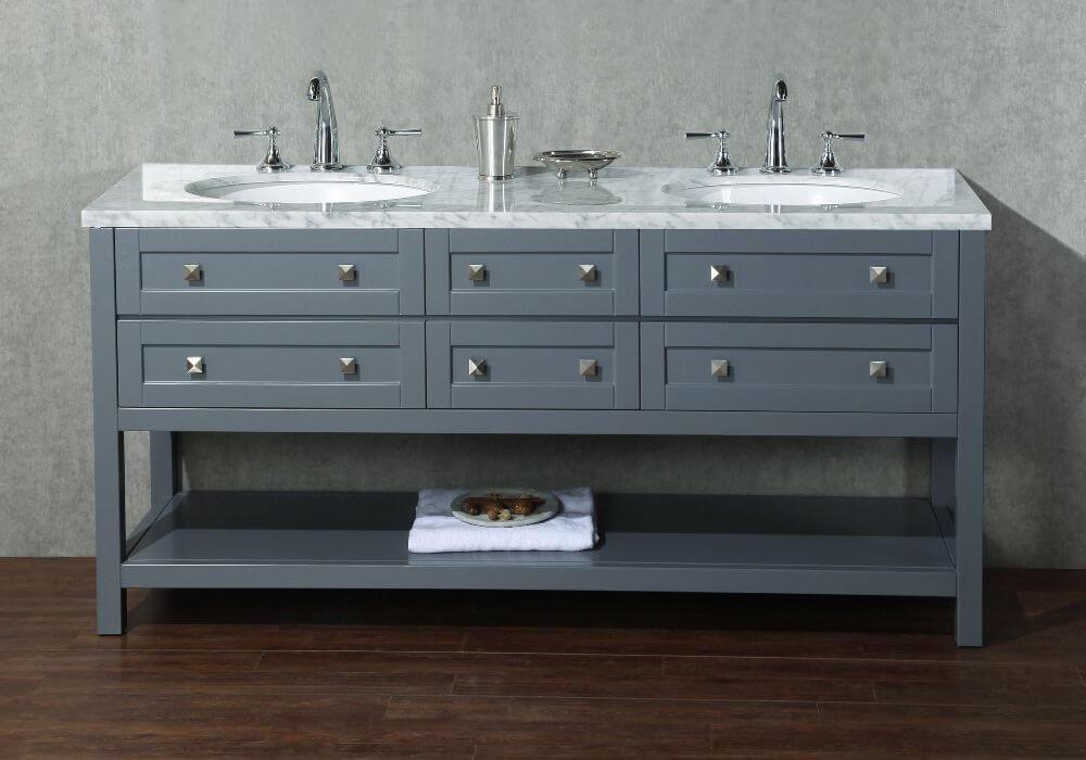 Vanity - Stufurhome Marla 72" Grey Double Sink Bathroom Vanity