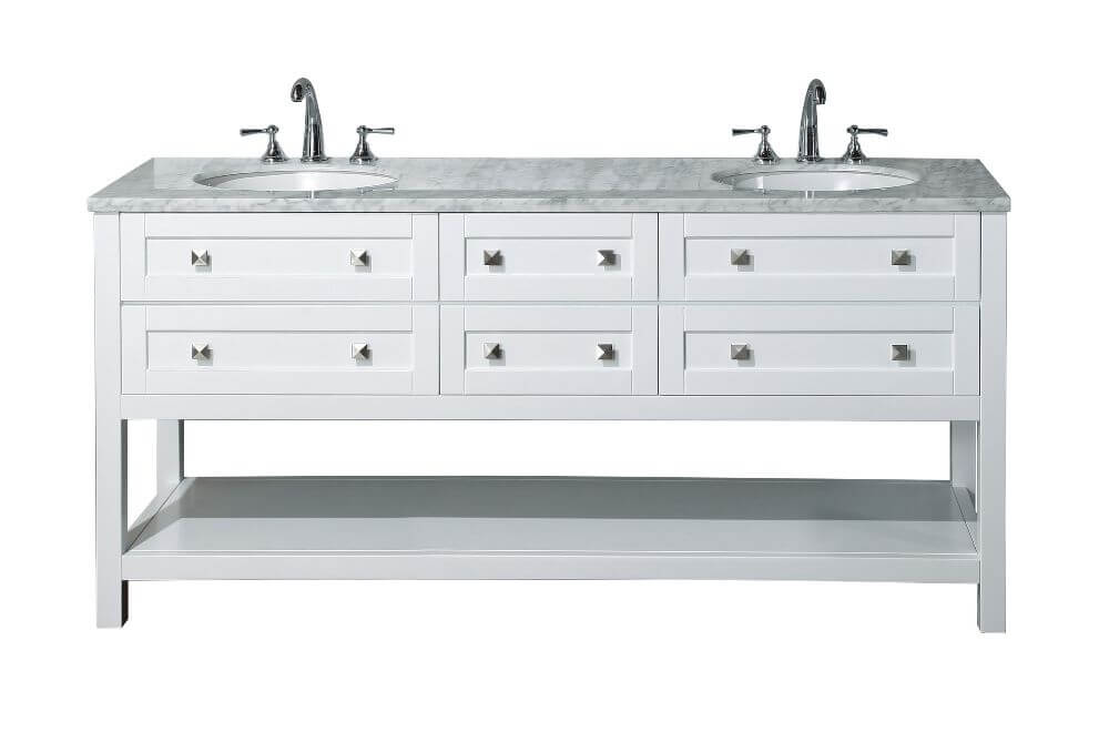 Vanity - Stufurhome Marla 72" White Double Sink Bathroom Vanity