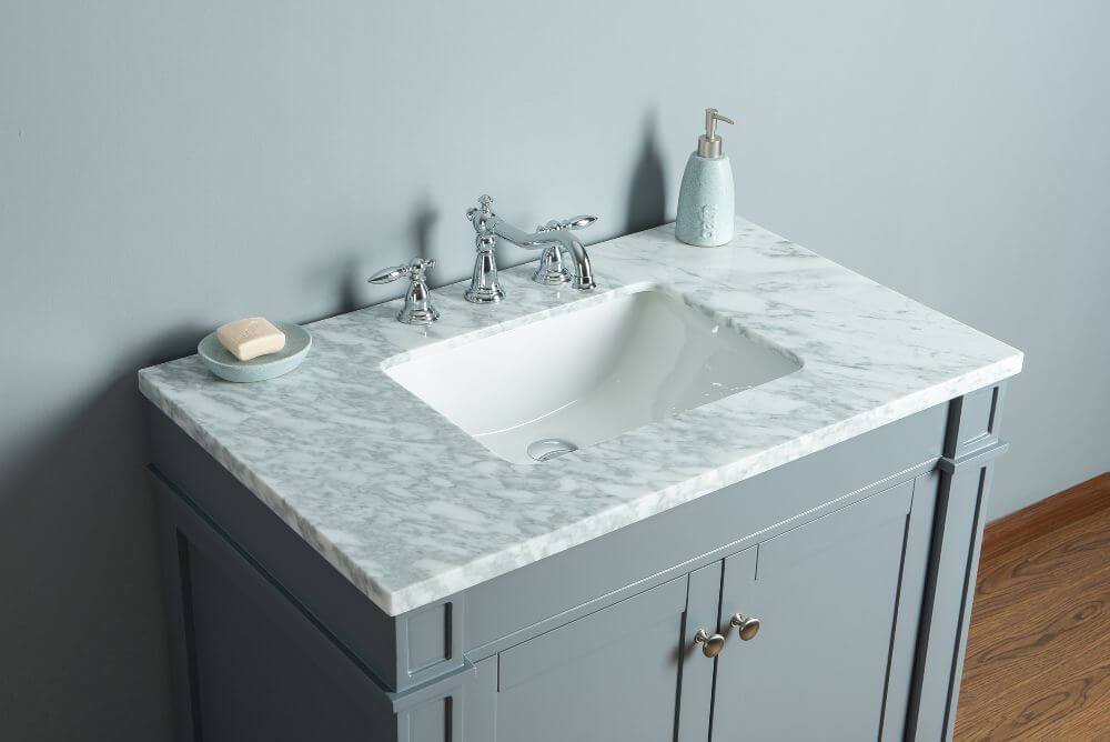 Vanity - Stufurhome Seine 36" Grey Single Sink Bathroom Vanity