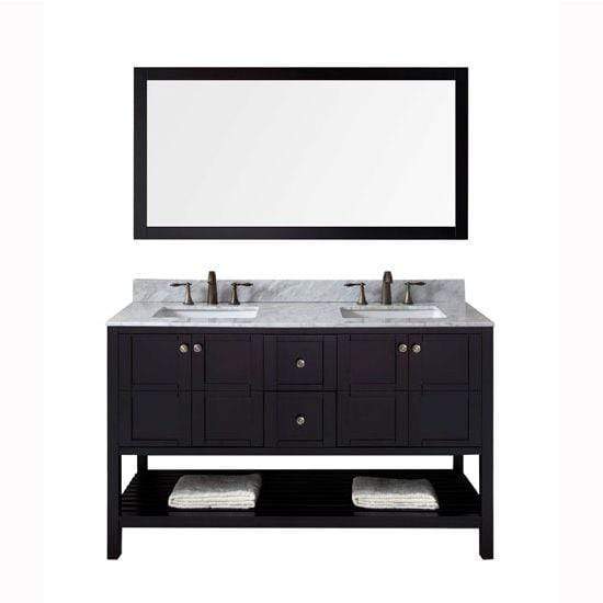 Virtu USA Winterfell 60" Double Sink Top Vanity with Faucet and Mirror- Virtuusa