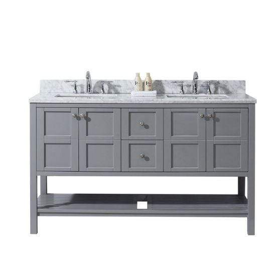 Virtu USA Winterfell 60" Double Sink Top Vanity with Faucet- Virtuusa