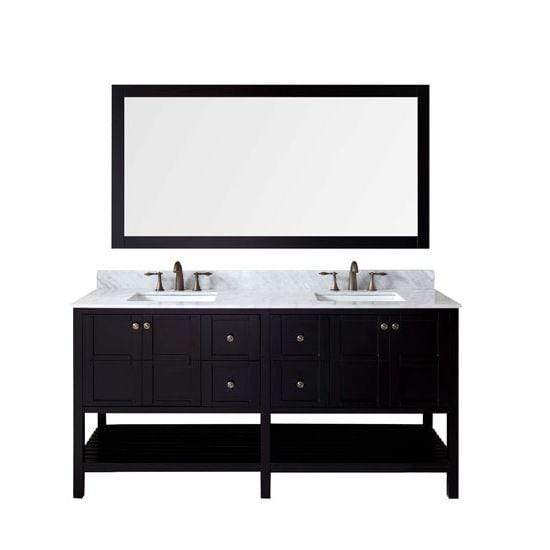 Virtu USA Winterfell 72" Double Sink Top Vanity with Faucet and Mirror- Virtuusa