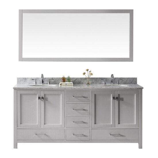 Virtu USA Caroline Avenue 72" Double Sink Top Vanity with Faucet and Mirror- Virtuusa