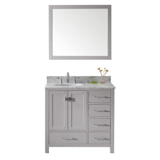 Virtu USA Caroline Avenue 36" Single Sink Top Vanity with Faucet and Mirror- Virtuusa