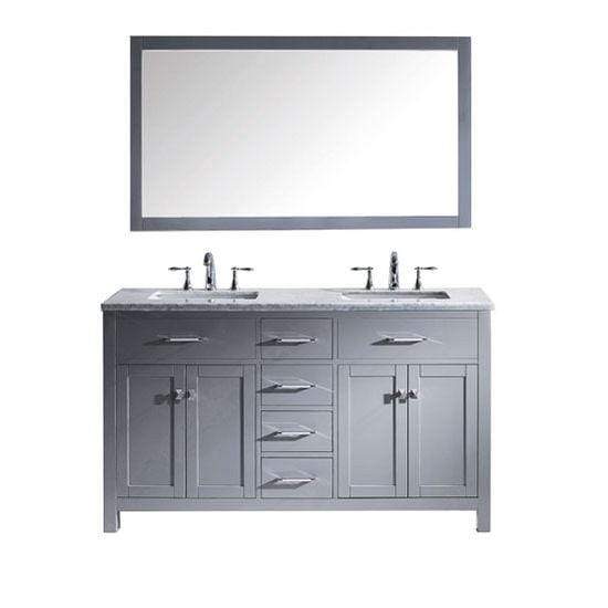 Virtu USA Caroline 60" Double Sink Top Vanity with Mirror- Virtuusa