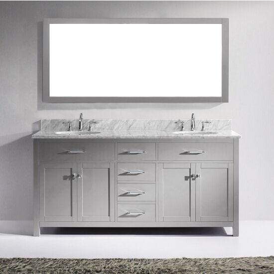 Caroline 72" Double Sink Italian Carrara White Marble Top Vanity with Faucet - Vanity Grace Store - Virtuusa