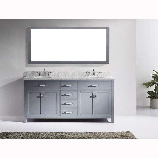 Caroline 72" Double Sink Italian Carrara White Marble Top Vanity with Faucet and Mirror - Vanity Grace Store - Virtuusa
