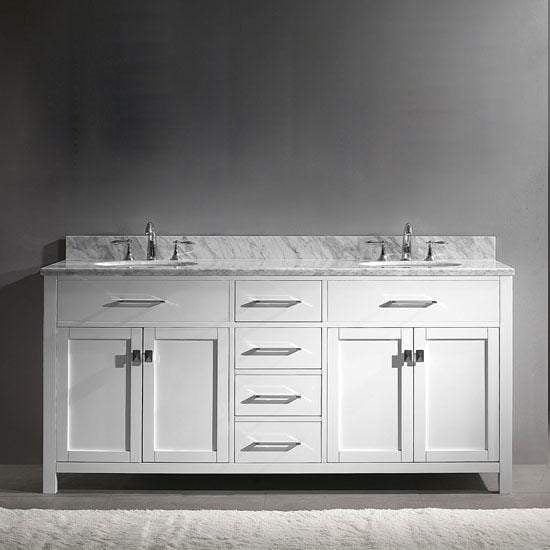 Caroline 72" Double Sink Italian Carrara White Marble Top Vanity - Vanity Grace Store - Virtuusa