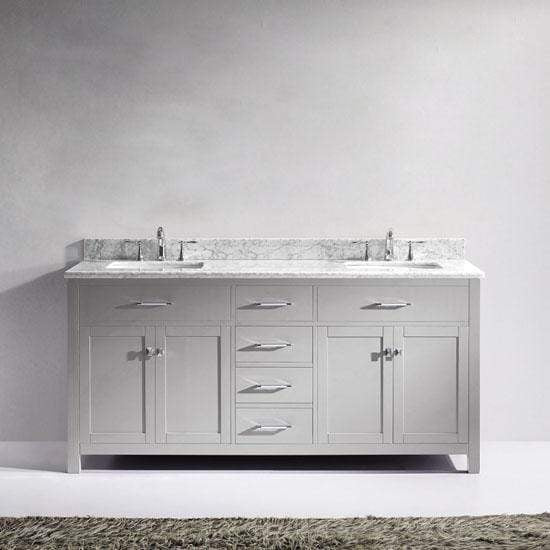 Caroline 72" Double Sink Italian Carrara White Marble Top Vanity - Vanity Grace Store - Virtuusa