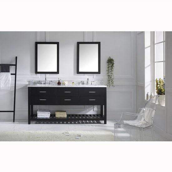 Caroline Estate 72" Double Sink Italian Carrara White Marble Top Vanity with Faucet and Mirrors - Vanity Grace Store - Virtuusa