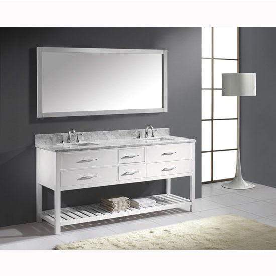Caroline Estate 72" Double Sink Italian Carrara White Marble Top Vanity with Faucet and Mirror - Vanity Grace Store - Virtuusa