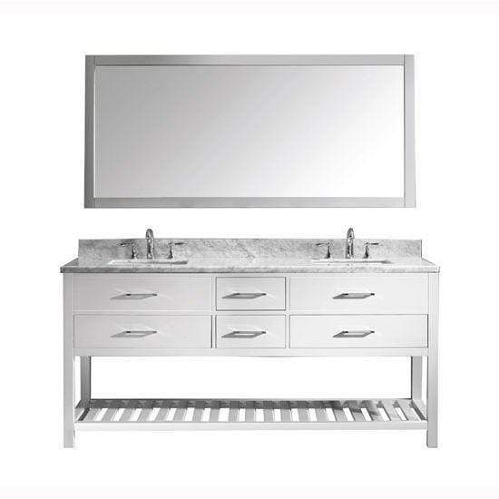 Caroline Estate 72" Double Sink Italian Carrara White Marble Top Vanity with Faucet and Mirror - Vanity Grace Store - Virtuusa