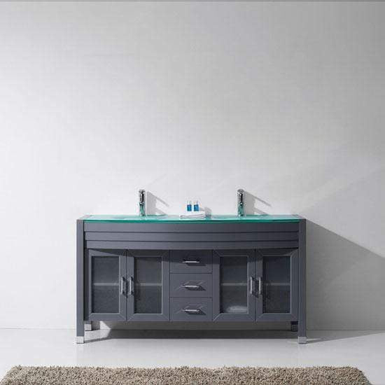 Ava 63" Double Sink Aqua Tempered Glass Top Vanity with Faucet - Vanity Grace Store - Virtuusa