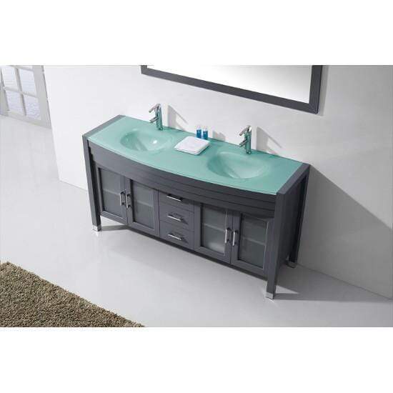 Ava 63" Double Sink Aqua Tempered Glass Top Vanity with Faucet and Mirror - Vanity Grace Store - Virtuusa