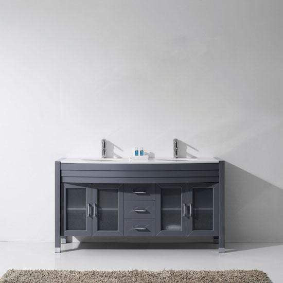 Ava 63" Double Sink White Engineered Stone Top Vanity with Faucet - Vanity Grace Store - Virtuusa