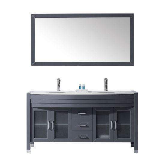 Ava 63" Double Sink White Engineered Stone Top Vanity with Faucet and Mirror - Vanity Grace Store - Virtuusa