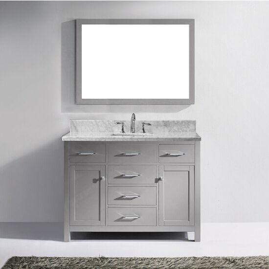 Caroline 48" Single Sink Italian Carrara White Marble Top Vanity with Mirror - Vanity Grace Store - Virtuusa
