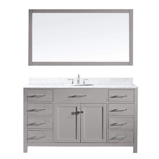 Caroline 60" Single Sink Italian Carrara White Marble Top Vanity with Faucet and Mirror - Vanity Grace Store