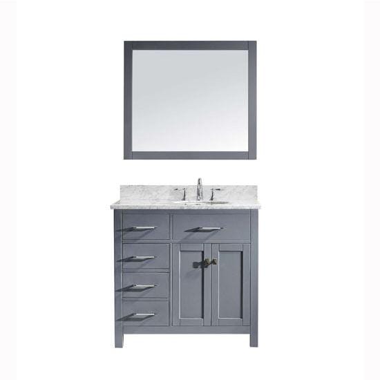 Caroline Parkway 36" Single Sink Italian Carrara White Marble Top Vanity with Mirror - Vanity Grace Store - Virtuusa