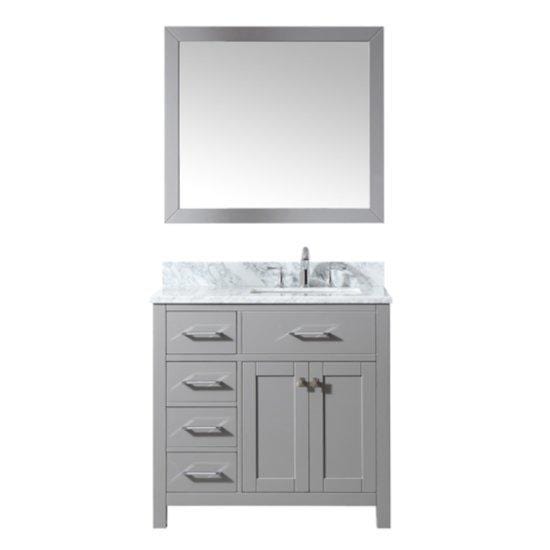 Caroline Parkway 36" Single Sink Italian Carrara White Marble Top Vanity with Faucet and Mirror - Vanity Grace Store - Virtuusa