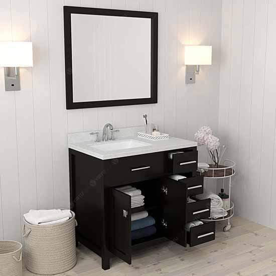 Caroline Parkway 36" Single Sink Dazzle White Quartz Top Vanity with Mirror - Vanity Grace Store - Virtuusa