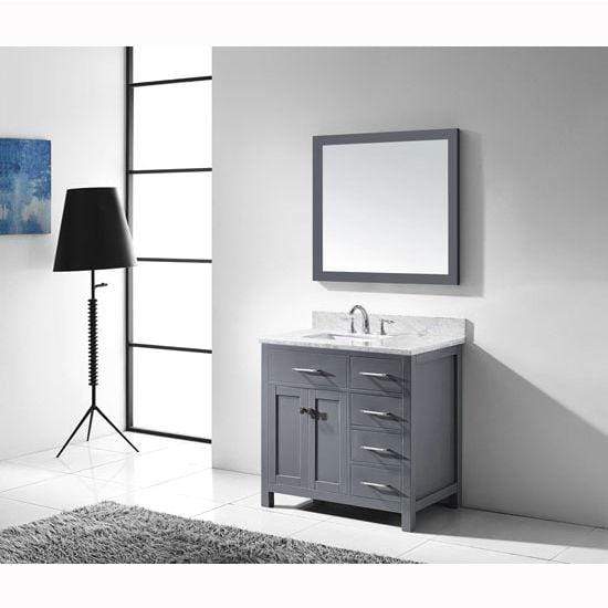 Caroline Parkway 36" Single Sink Italian Carrara White Marble Top Vanity with Faucet and Mirror - Vanity Grace Store - Virtuusa