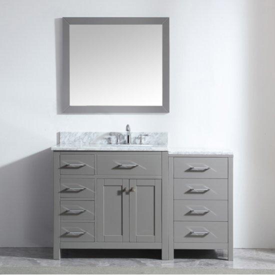 Caroline Parkway 57" Single Sink Italian Carrara White Marble Top Vanity with Faucet - Vanity Grace Store - Virtuusa