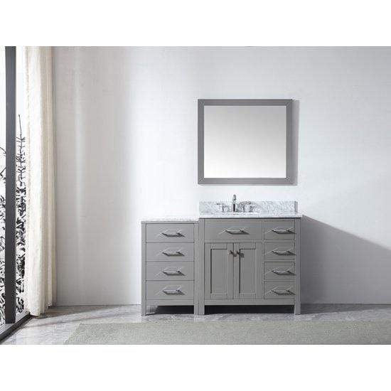 Caroline Parkway 57" Single Sink Italian Carrara White Marble Top Vanity with Mirror - Vanity Grace Store - Virtuusa