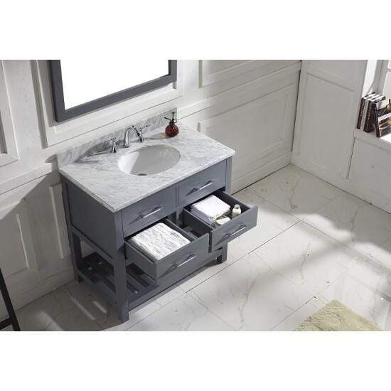 Caroline Estate 36" Single Sink Italian Carrara White Marble Top Vanity with Faucet and Mirror - Vanity Grace Store - Virtuusa