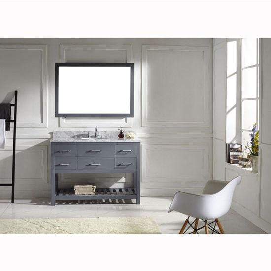 Caroline Estate 48" Single Sink Italian Carrara White Marble Top Vanity with Mirror - Vanity Grace Store - Virtuusa