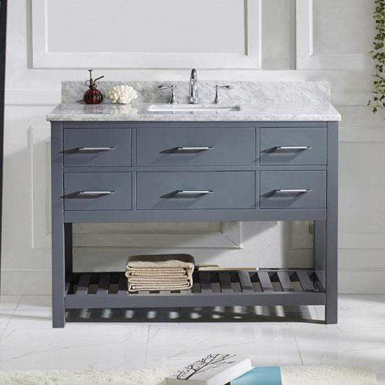 Caroline Estate 48" Single Sink Italian Carrara White Marble Top Vanity with Faucet - Vanity Grace Store - Virtuusa