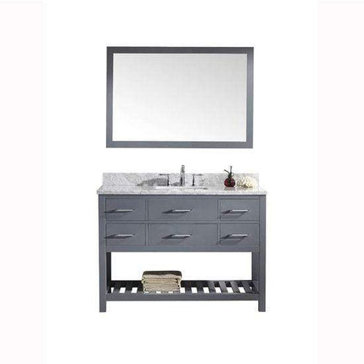Caroline Estate 48" Single Sink Italian Carrara White Marble Top Vanity with Faucet and Mirror - Vanity Grace Store - Virtuusa