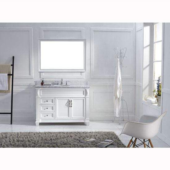 Victoria 48" Single Sink Italian Carrara White Marble Top Vanity with Mirror - Vanity Grace Store - Virtuusa